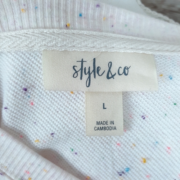 Style & Co Sweatshirt Ivory Confetti Top H - Picture 4 of 5